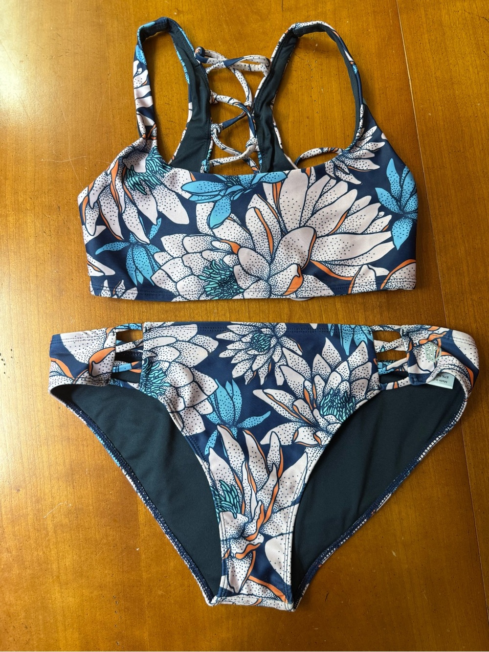 Born Primitive Floral Navy Blue & Teal Strappy Women's Bikini